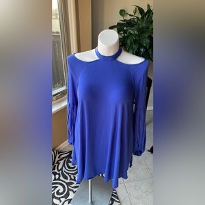 NWT Free People Drift Away Cold Shoulder Blouse in royal blue‎ size small